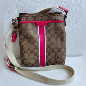 Coach Crossbody Bag with adjustable straps. Pink/Tan